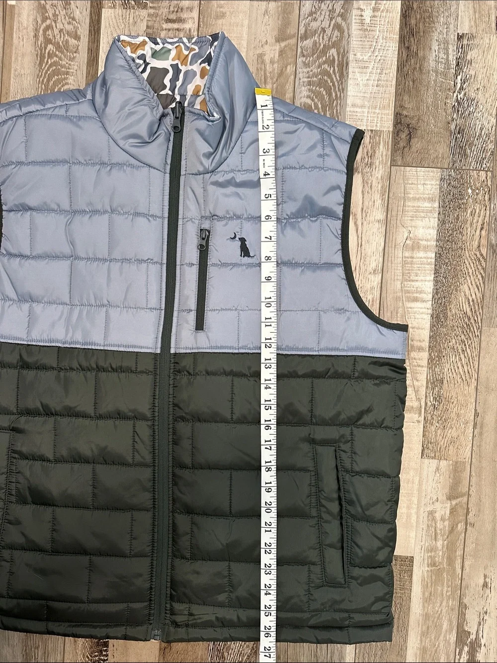 Men's Two-Tone Reversible to Camo Duck Down Vest - Blue and Black